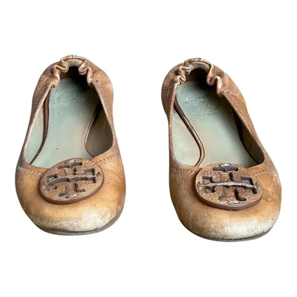 Tory Burch Brown Minnie Travel Ballet Flats Women’s Slippers Soft Napa Leather - Picture 2 of 13